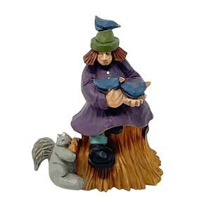 Vintage Williraye Studio Lady Squirrel Birds Figurine Collectible 1998 WW2731